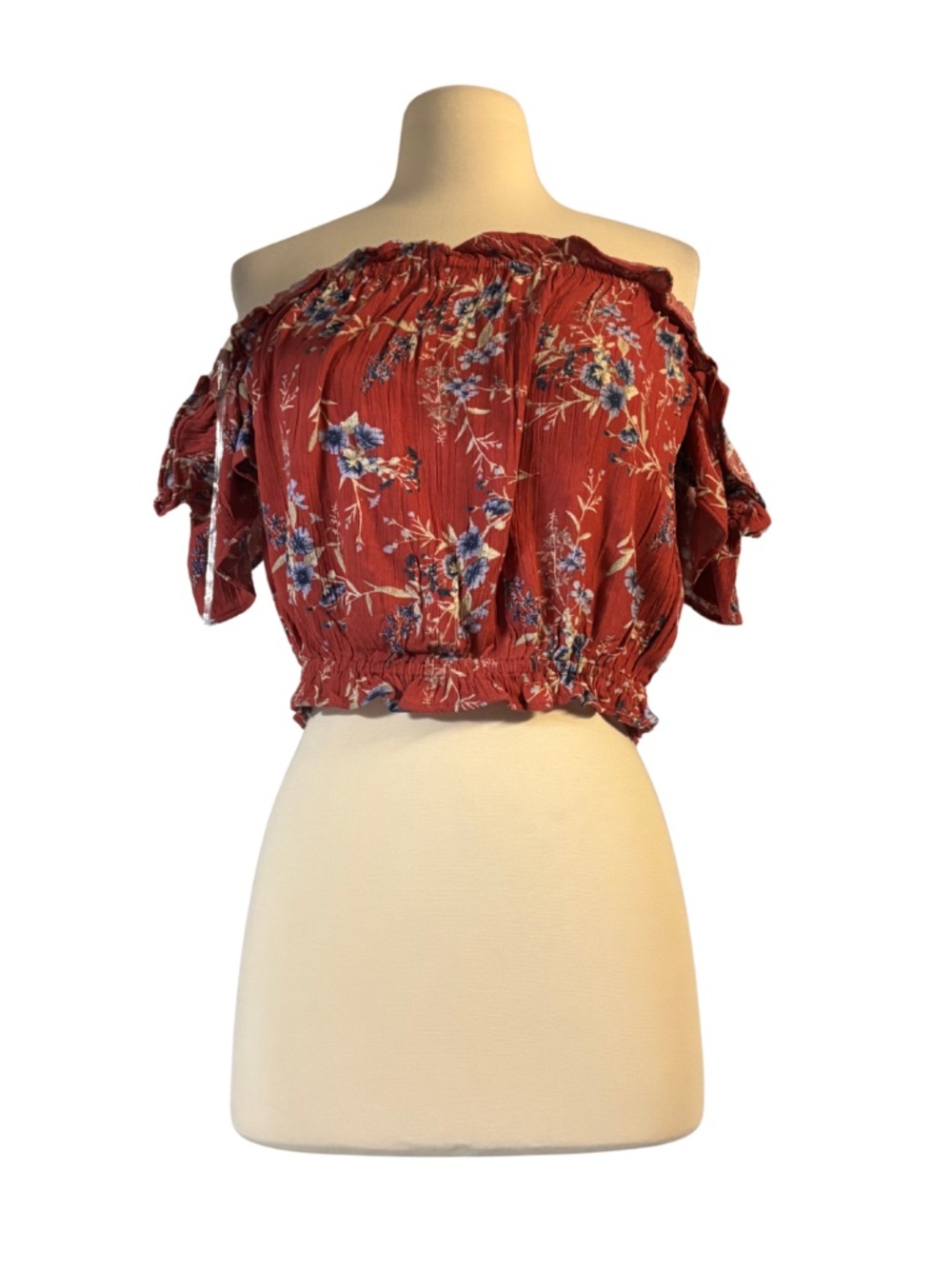 American Eagle floral off the shoulder top